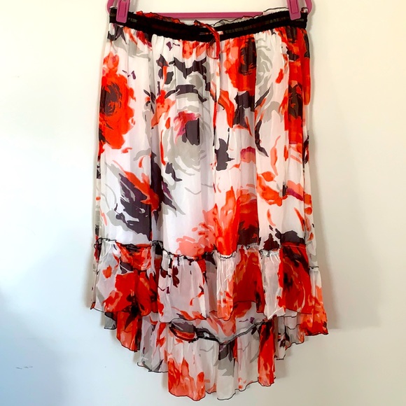 Papa Dresses & Skirts - SOLD - LAST CHANCE: HOST PICK: NWOT - HIGH LOW RUFFLED FLORAL SUMMER SKIRT